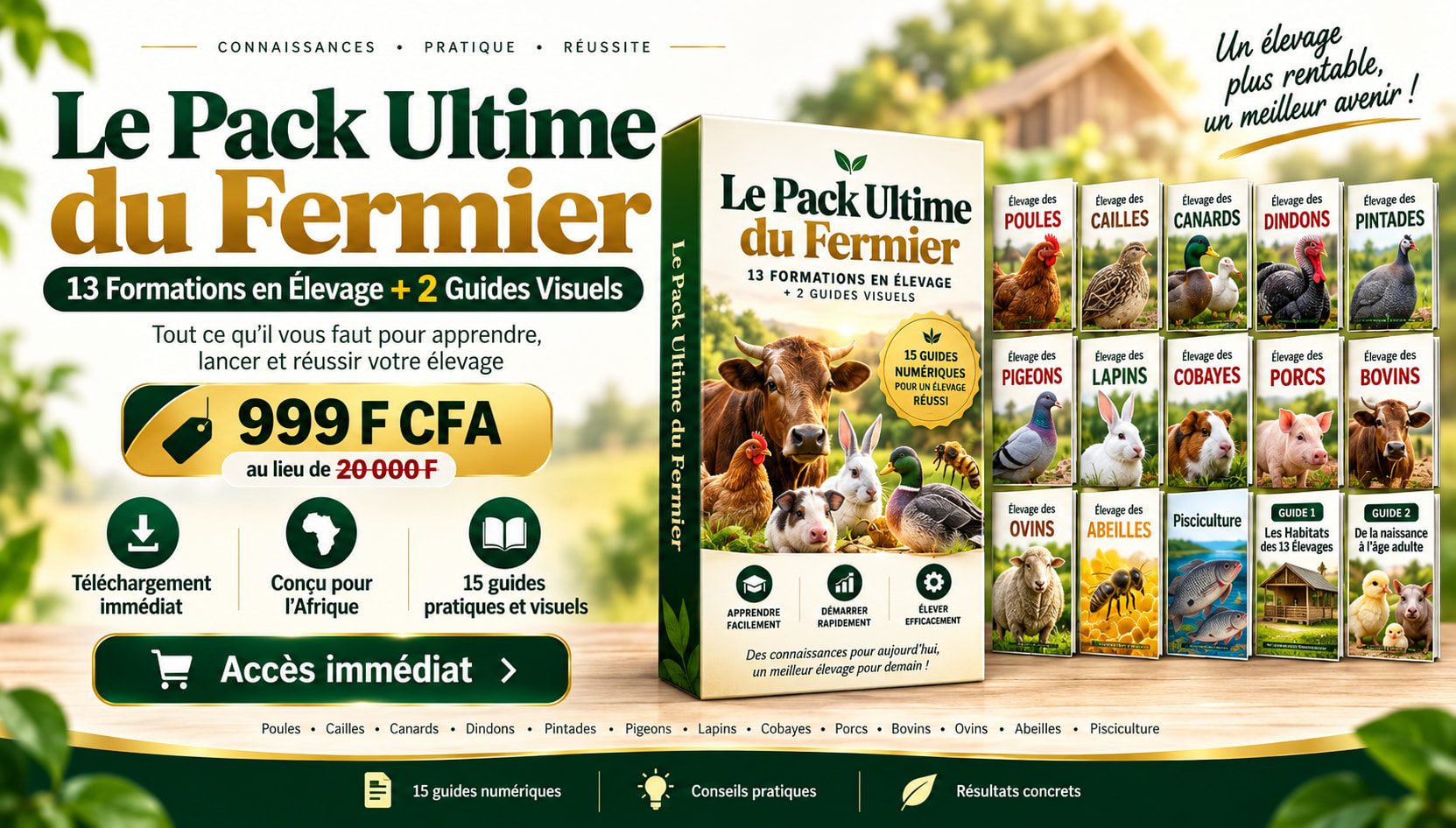 Le Pack Ultime du Fermier : 13 formations en élevage + 2 guides visuels